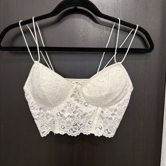 Sexy Bozzolo Corset-Style Bralette White Lace Padded Wireless Small - Picture 1 of 6